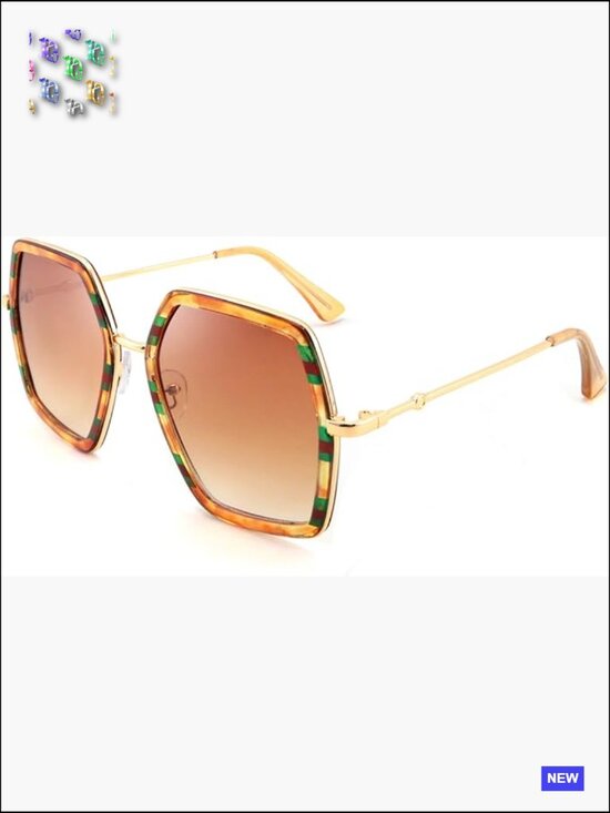 Large Geometric Hexagon Sunglasses Oversized Retro UV400 Protection Womens main image 5
